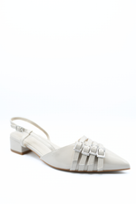 Load image into Gallery viewer, Strappy Buckle Detail Slingback Low Heel Sandals
