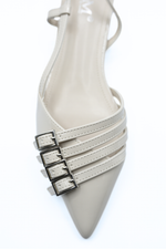Load image into Gallery viewer, Strappy Buckle Detail Slingback Low Heel Sandals
