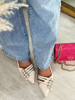 Load image into Gallery viewer, Strappy Buckle Detail Slingback Low Heel Sandals
