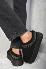 Load image into Gallery viewer, Ankle Cozy Plush Lining Thick Sole Fluffy Slippers
