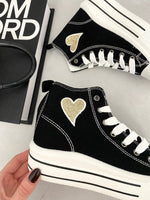 Load image into Gallery viewer, Kid&#39;s High Top Lace Up Heart Detailed Trainers
