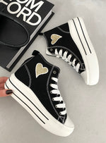 Load image into Gallery viewer, Kid&#39;s High Top Lace Up Heart Detailed Trainers
