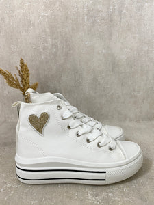 Kid's High Top Lace Up Heart Detailed Trainers