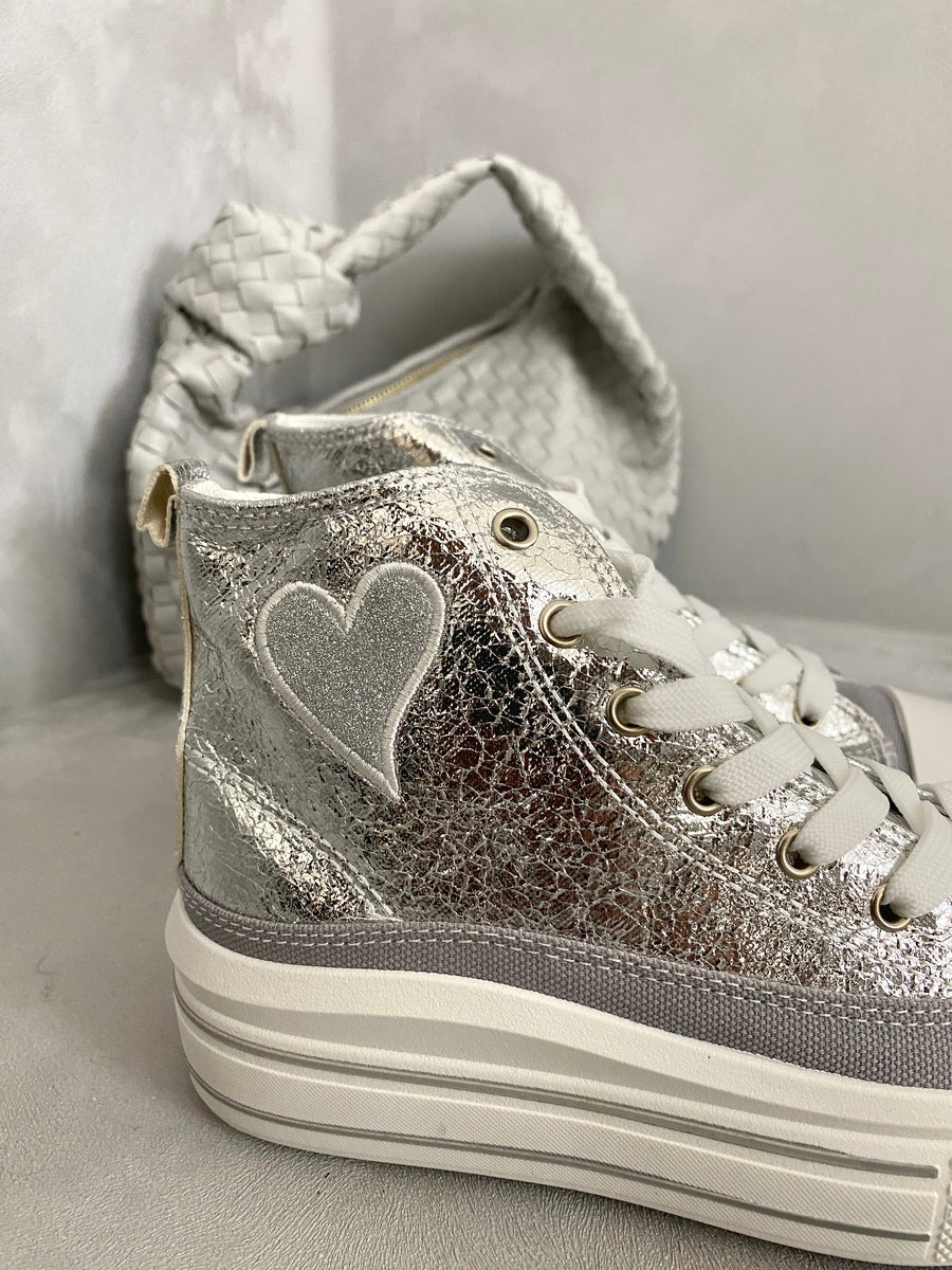 Kid's High Top Lace Up Heart Detailed Trainers