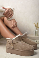 Load image into Gallery viewer, Fur-lined Platform Ankle Boots
