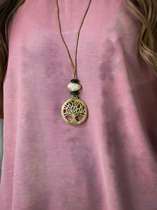 Frill Short Sleeve Top with Free Necklace