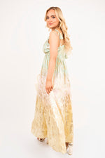 Load image into Gallery viewer, Sleeveless V-Neck Maxi Dress with Metallic Print Detail
