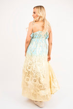 Load image into Gallery viewer, Sleeveless V-Neck Maxi Dress with Metallic Print Detail
