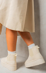 Load image into Gallery viewer, Fluffy Platform Sole Chelsea Faux Fur Lined Ankle Boots
