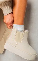 Load image into Gallery viewer, Fluffy Platform Sole Chelsea Faux Fur Lined Ankle Boots
