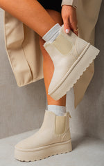 Load image into Gallery viewer, Fluffy Platform Sole Chelsea Faux Fur Lined Ankle Boots
