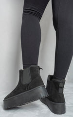 Load image into Gallery viewer, Fluffy Platform Sole Chelsea Faux Fur Lined Ankle Boots
