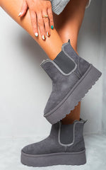 Load image into Gallery viewer, Fluffy Platform Sole Chelsea Faux Fur Lined Ankle Boots
