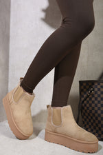 Load image into Gallery viewer, Fluffy Platform Sole Chelsea Faux Fur Lined Ankle Boots
