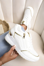 Load image into Gallery viewer, Zip Side Mesh Panel Wedge Trainers
