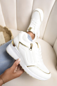 Zip Side Mesh Panel Wedge Trainers