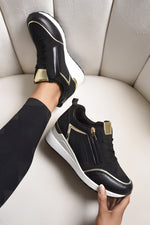 Load image into Gallery viewer, Zip Side Mesh Panel Wedge Trainers
