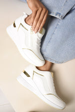 Load image into Gallery viewer, Zip Side Mesh Panel Wedge Trainers
