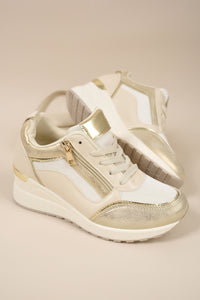 Zip Side Mesh Panel Wedge Trainers