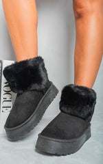 Load image into Gallery viewer, Fuzzy Cuff Slip On Snow Boots

