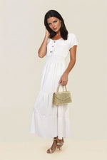 Load image into Gallery viewer, Smocked Waist Tiered Midi Dress
