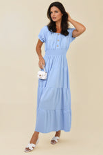 Load image into Gallery viewer, Smocked Waist Tiered Midi Dress
