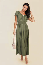 Load image into Gallery viewer, Smocked Waist Tiered Midi Dress
