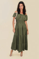 Load image into Gallery viewer, Smocked Waist Tiered Midi Dress
