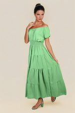 Load image into Gallery viewer, Smocked Waist Tiered Midi Dress
