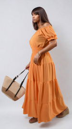 Load image into Gallery viewer, Smocked Waist Tiered Midi Dress
