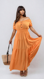 Load image into Gallery viewer, Smocked Waist Tiered Midi Dress
