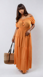 Load image into Gallery viewer, Smocked Waist Tiered Midi Dress
