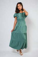 Load image into Gallery viewer, Smocked Waist Tiered Midi Dress
