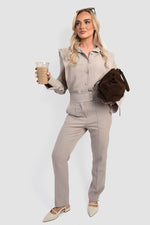 Load image into Gallery viewer, Collared Button Down Long Sleeve Top &amp; Trouser Co-ord Set
