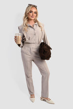 Load image into Gallery viewer, Collared Button Down Long Sleeve Top &amp; Trouser Co-ord Set
