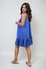 Load image into Gallery viewer, Backless Tie-up Spaghetti Strap Frill Hem Mini Dress
