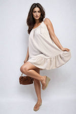 Load image into Gallery viewer, Backless Tie-up Spaghetti Strap Frill Hem Mini Dress
