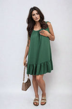 Load image into Gallery viewer, Backless Tie-up Spaghetti Strap Frill Hem Mini Dress
