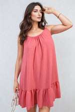 Load image into Gallery viewer, Backless Tie-up Spaghetti Strap Frill Hem Mini Dress
