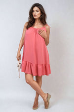 Load image into Gallery viewer, Backless Tie-up Spaghetti Strap Frill Hem Mini Dress
