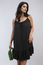 Load image into Gallery viewer, Backless Tie-up Spaghetti Strap Frill Hem Mini Dress
