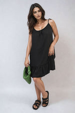 Load image into Gallery viewer, Backless Tie-up Spaghetti Strap Frill Hem Mini Dress
