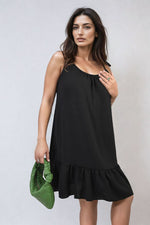Load image into Gallery viewer, Backless Tie-up Spaghetti Strap Frill Hem Mini Dress
