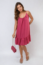 Load image into Gallery viewer, Backless Tie-up Spaghetti Strap Frill Hem Mini Dress
