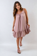 Load image into Gallery viewer, Backless Tie-up Spaghetti Strap Frill Hem Mini Dress
