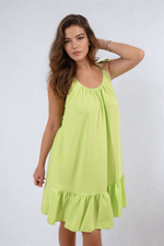 Load image into Gallery viewer, Backless Tie-up Spaghetti Strap Frill Hem Mini Dress
