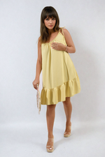 Load image into Gallery viewer, Backless Tie-up Spaghetti Strap Frill Hem Mini Dress
