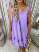 Load image into Gallery viewer, Backless Tie-up Spaghetti Strap Frill Hem Mini Dress
