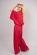 Load image into Gallery viewer, V-Neck Wide Sleeve Jumpsuit with Ring Front Detail
