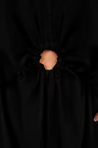 V-Neck Wide Sleeve Jumpsuit with Ring Front Detail